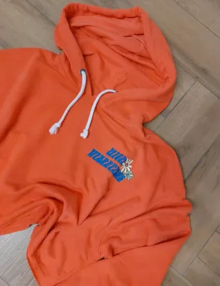 Felpa corta Bershka arancione stampa fiore S