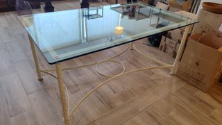 Mesa forja blanca cristal