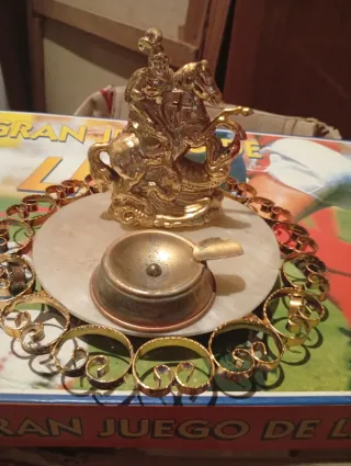 Cenicero Vintage Dorado Figura Caballo