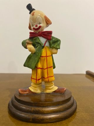 Pareja figuras payasos madera pintada