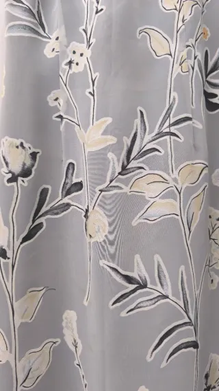 Vestido Tintoretto floral cinza e branco