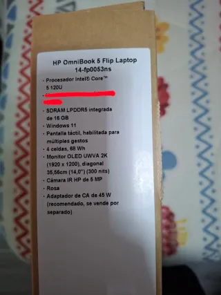 HP Omnibook 5 Flip 14 Táctil Rosa. Intel Core i5.