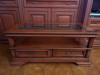 Mesa de centro madera maciza con cristal