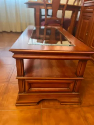 Mesa de centro madera maciza con cristal