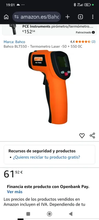 Termómetro Láser Bahco BLT550 profesional.