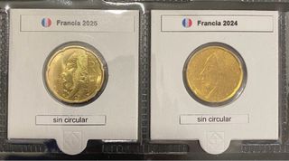 2 Monedas 20 Euro Cent Francia 2024 y 2025