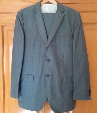Traje de lino y algodón gris