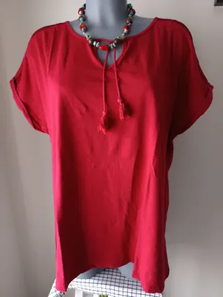 Camiseta roja manga corta mujer