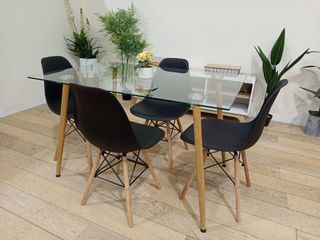 Mesa Cristal Templado + 4 sillas