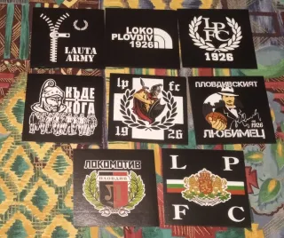 Set 8 Adesivi ultras Lokomotiv Plovdiv Calcio