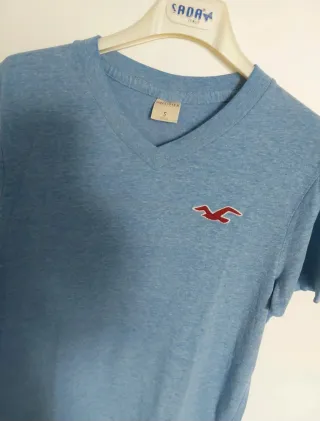 T-shirt Hollister Uomo Scollo V Blu Taglia S