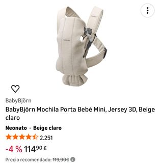 Mochila Porta Bebé BabyBjörn 3D Beige Porteo