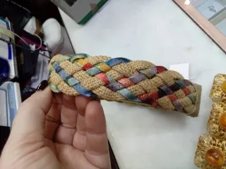 Set capelli dorato con pietre ambra e intrecci