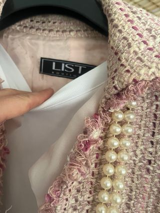 Chaqueta Tweed Estilo Chanel Rosa Calidad 🇮🇹