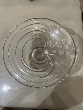 Figuras cristal tallado base plata y frutero