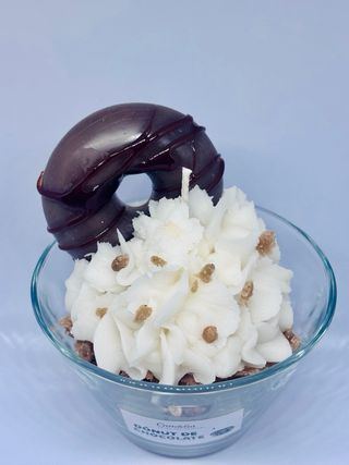 Vela Donut Chocolate en Vaso de Cristal