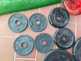 Pesas de gimnasio y discos