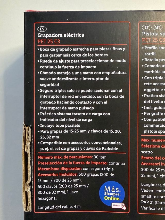 Grapadora Eléctrica Parkside PET 25 C3