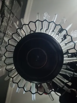 Lampada Vintage in Cristallo e Ferro Battuto