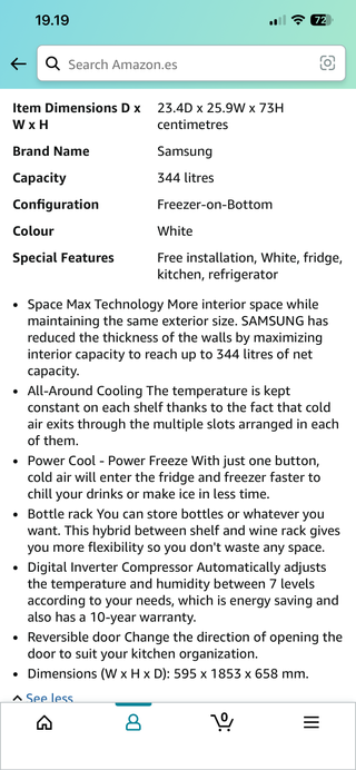 Frigorífico Samsung RB34T602EWW 344L No Frost