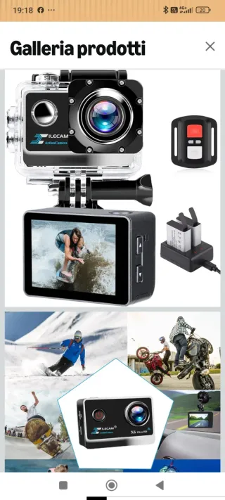 Action Cam 4K 20MP WiFi 2.4G Subacquea