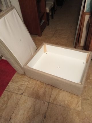 Puff grande con almacenaje beige