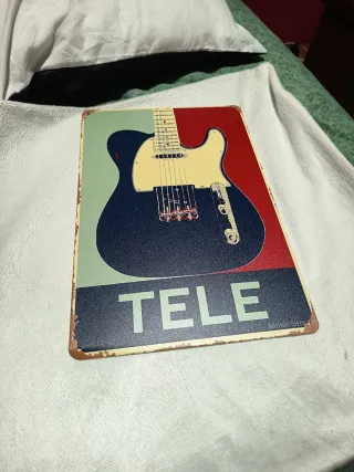 Placa Metálica Guitarra Telecaster 30cm