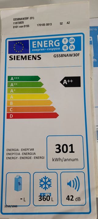 Congelador Vertical Siemens GS58NAW30F