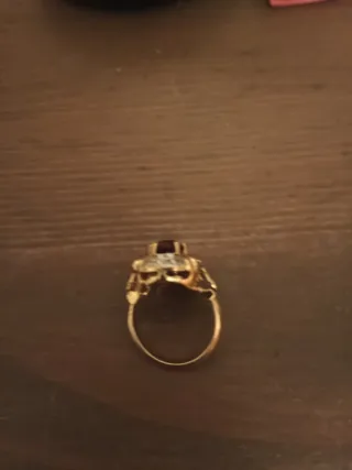 Anillo Chapado Oro con Piedra Rosa