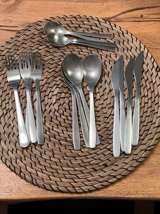 Juego 4 cubiertos cocina acero
