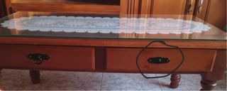 Mesa centro de madera maciza - incluye cristal