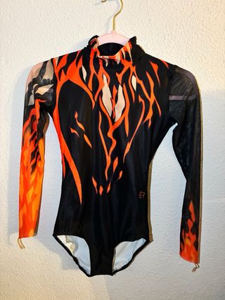 Maillot Gimnasia Rítmica Negro Llamas
