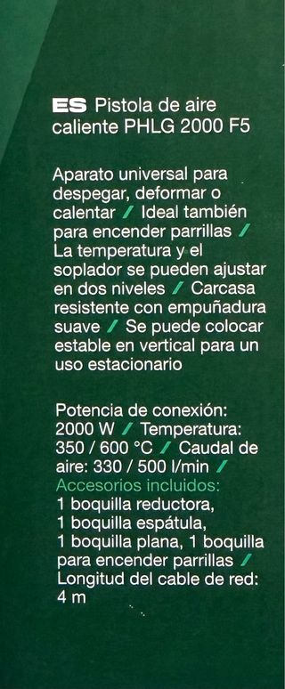 Pistola Aire Caliente Parkside PHLG 2000 F5