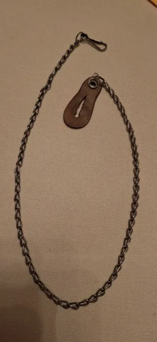 Cadena para billetera con clip y cuero, vintage