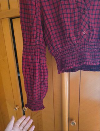 Camisa Zara cuadros roja y negra