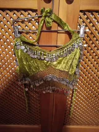 Conjunto Danza Oriental Falda Sirena,top y guantes