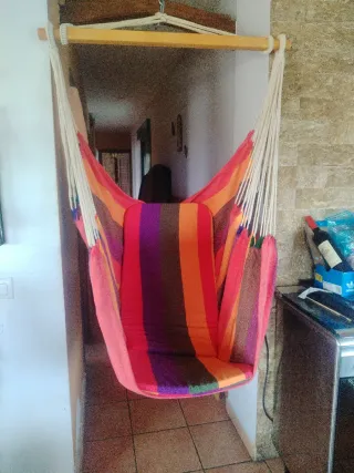 Hamaca colgante multicolor madera nueva