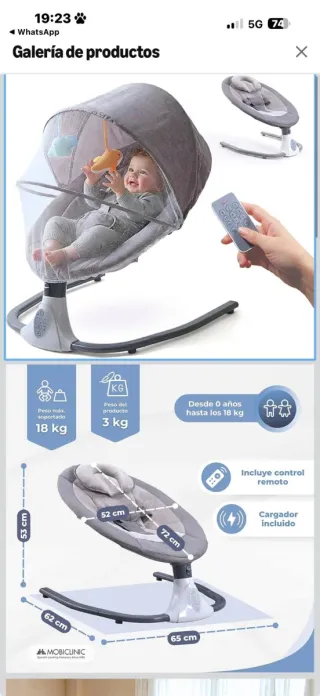 Mecedora/hamaca bebé con mosquitera