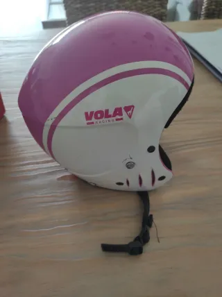 Casco de esquí VOLA Racing rosa y blanco
