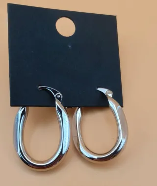 Pendientes ovalados plateados