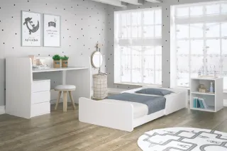 Cuna convertible gris y blanca