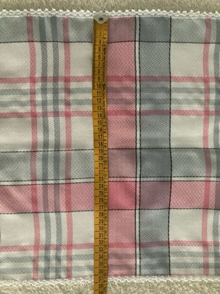 Mantel y 8 servilletas de tela a cuadros crochet