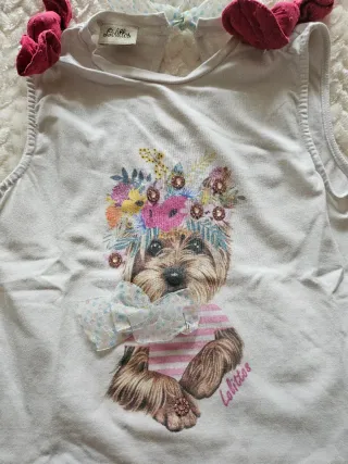 Conjunto infantil perrito y flores