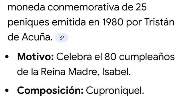 Moneda Reina Madre Isabel Agosto 1980