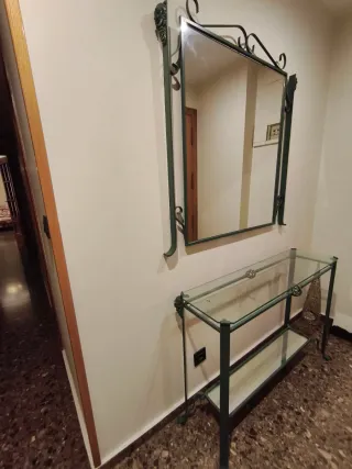 Mueble recibidor y espejo hierro forjado