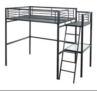 Cama alta con escritorio negra)