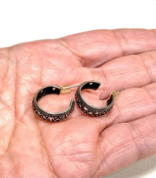 Pendientes aro plata etnico troquel pequeño