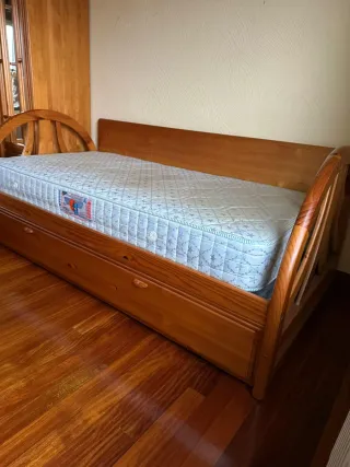 Cama nido madera 90cm con 2 colchones