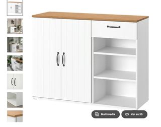 Mueble auxiliar blanco y madera