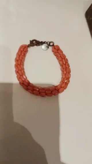 Pulsera de cuentas naranja y rosa